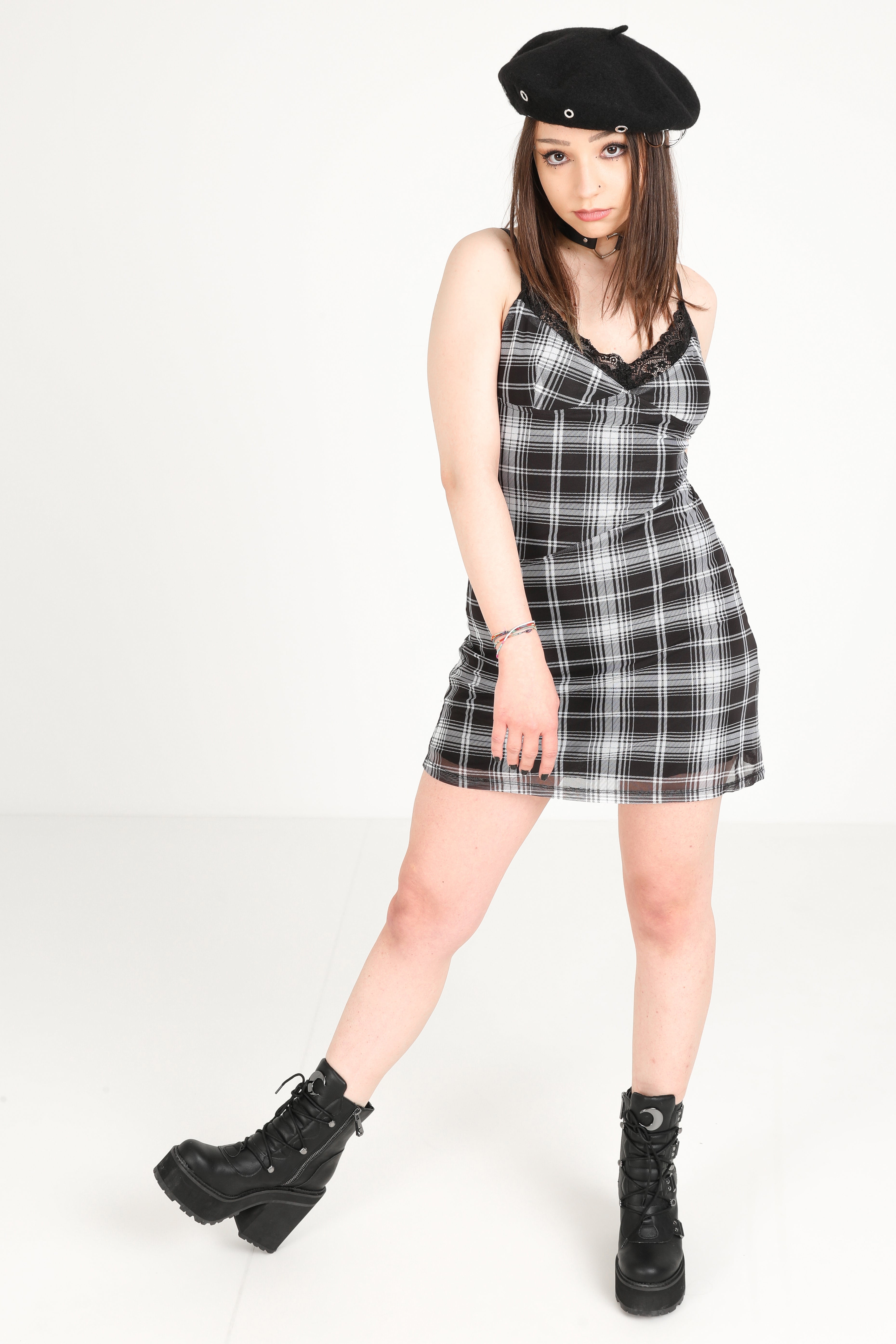 Mesh Minikleid - Schwarz + Weiss