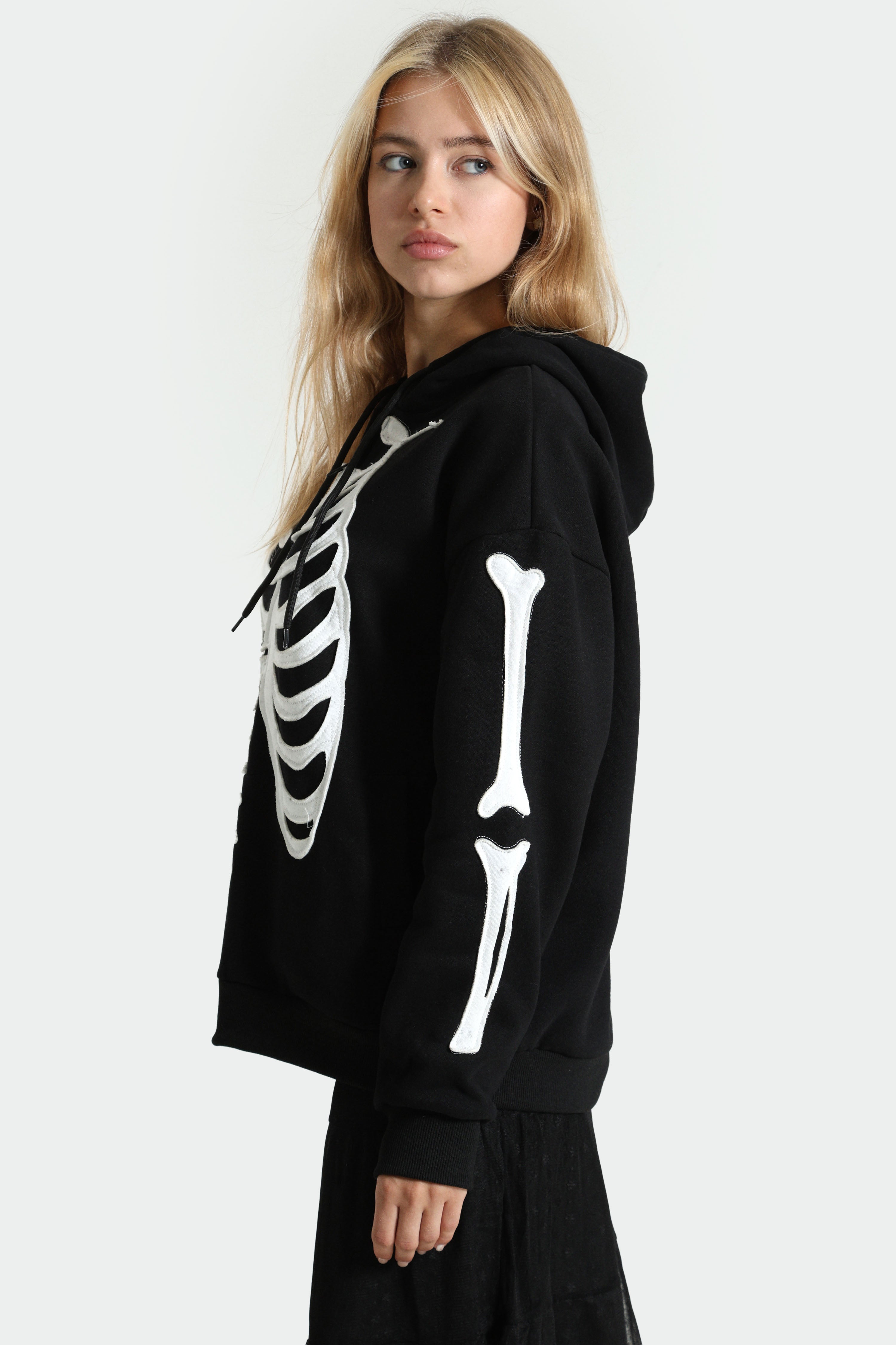 Oversize Kapuzensweatjacke - Black + White