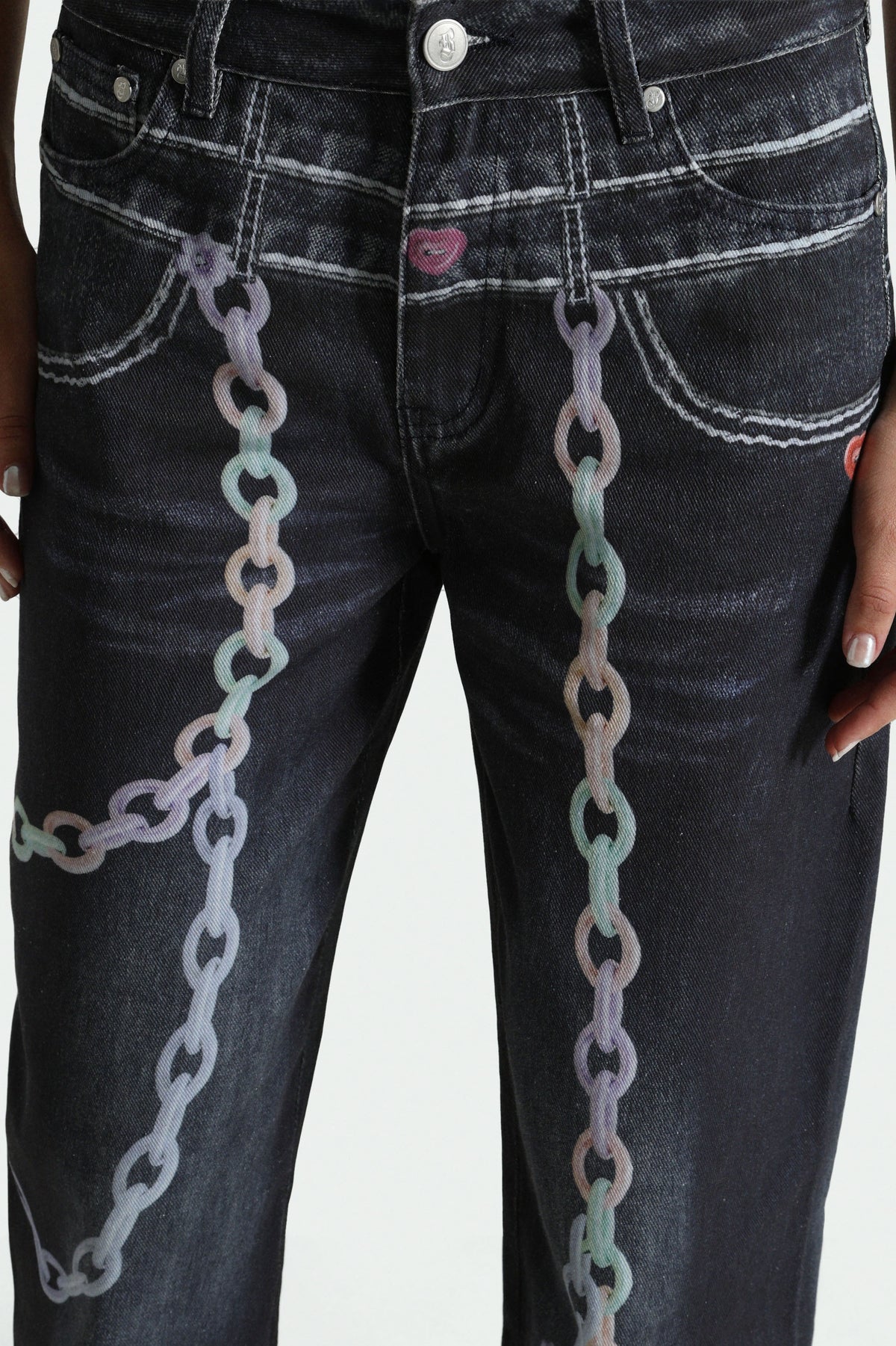 Baggy fit jeans - Dark Blue + Multicolor