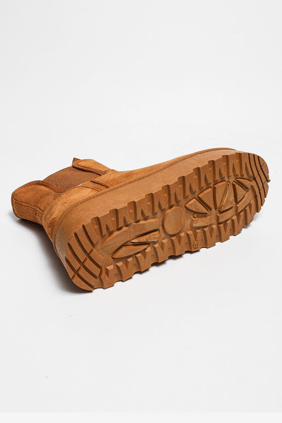 Gefütterte Plateau Stiefelette - Tan