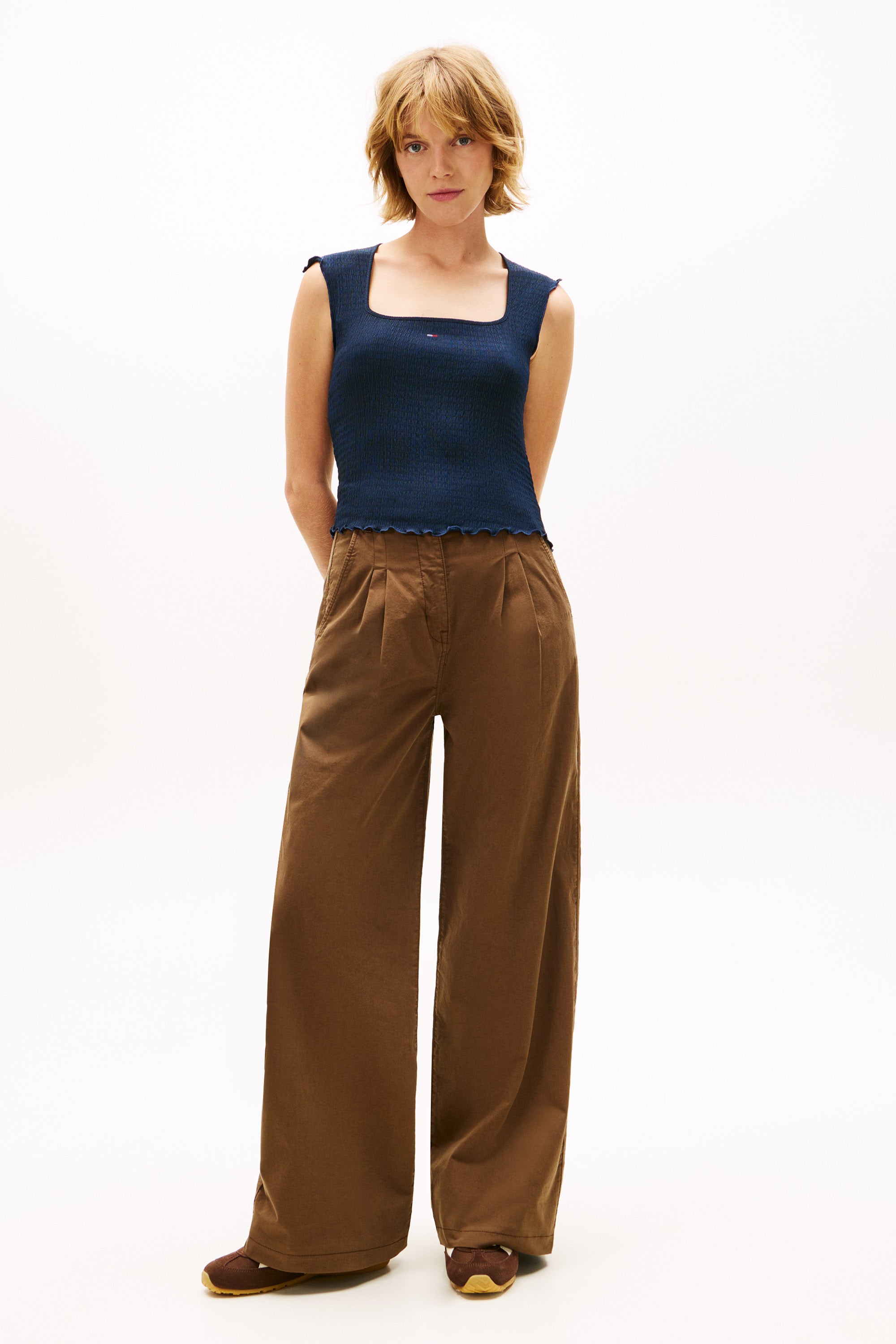 Top court en tissu structuré - Dark Navy Night