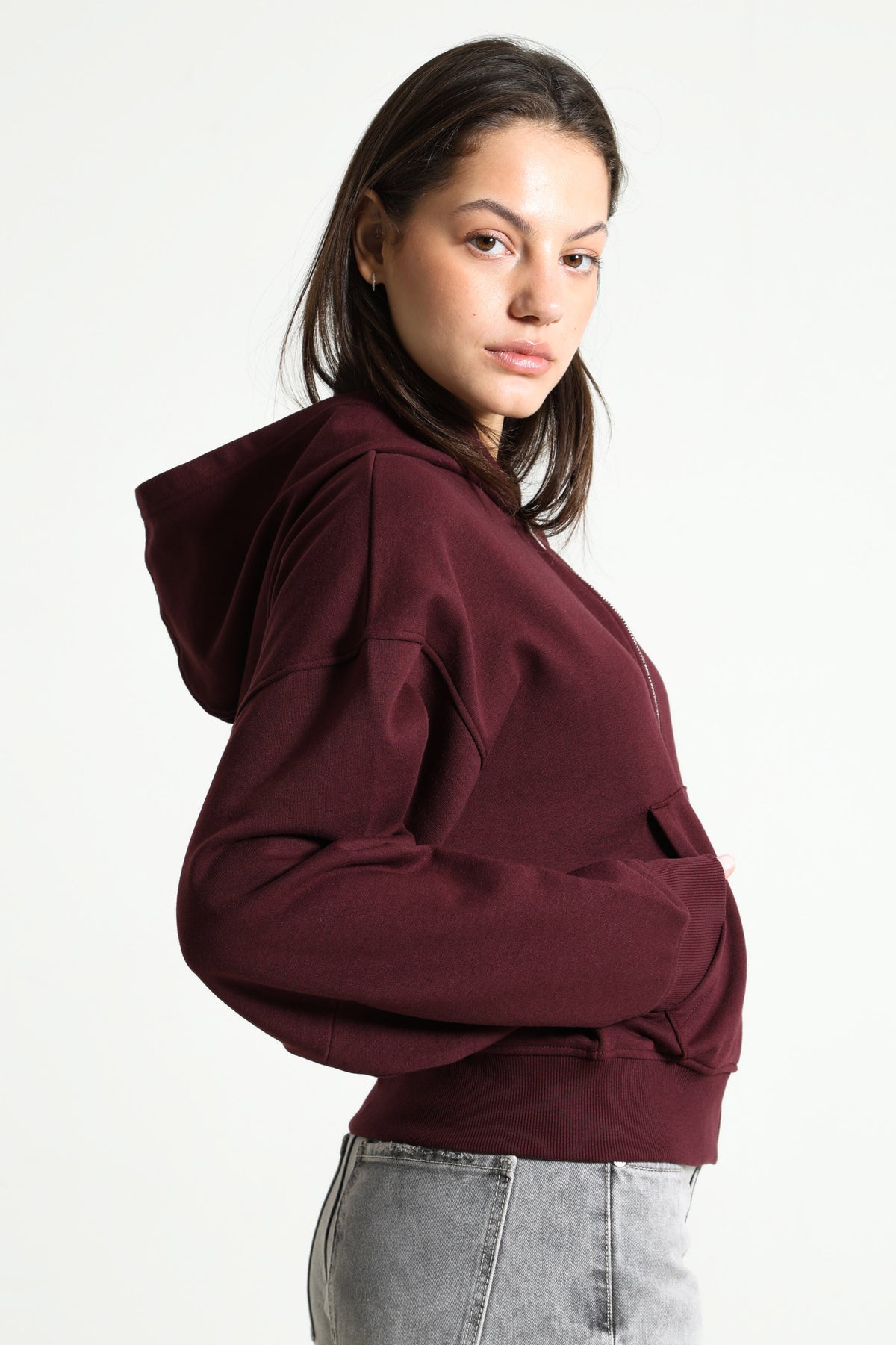 Kapuzensweatjacke - Bordeaux