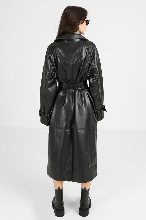 Trenchcoat en similicuir - Noir