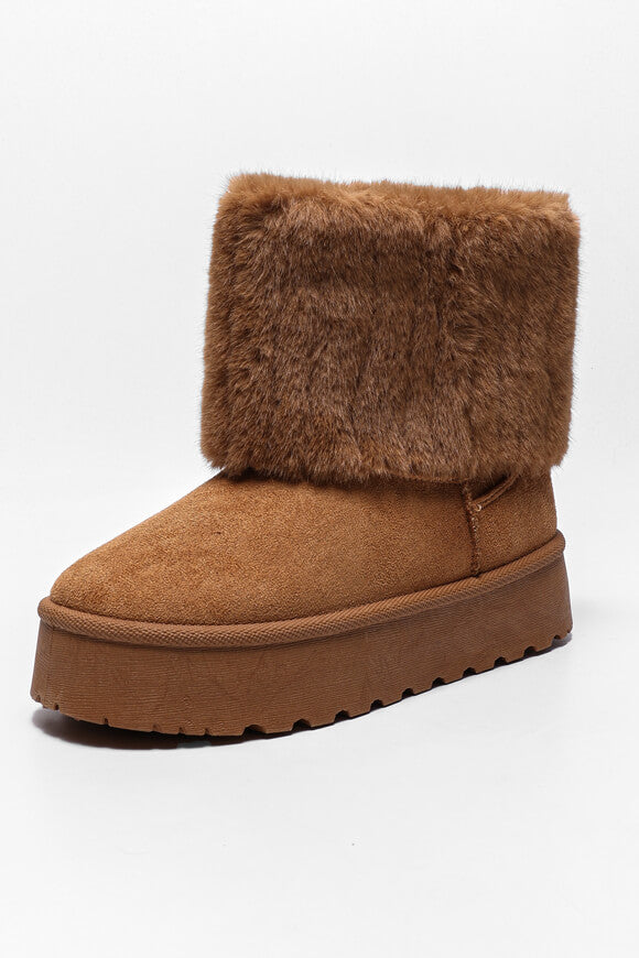 Bottines fourrées à plateforme - Tan