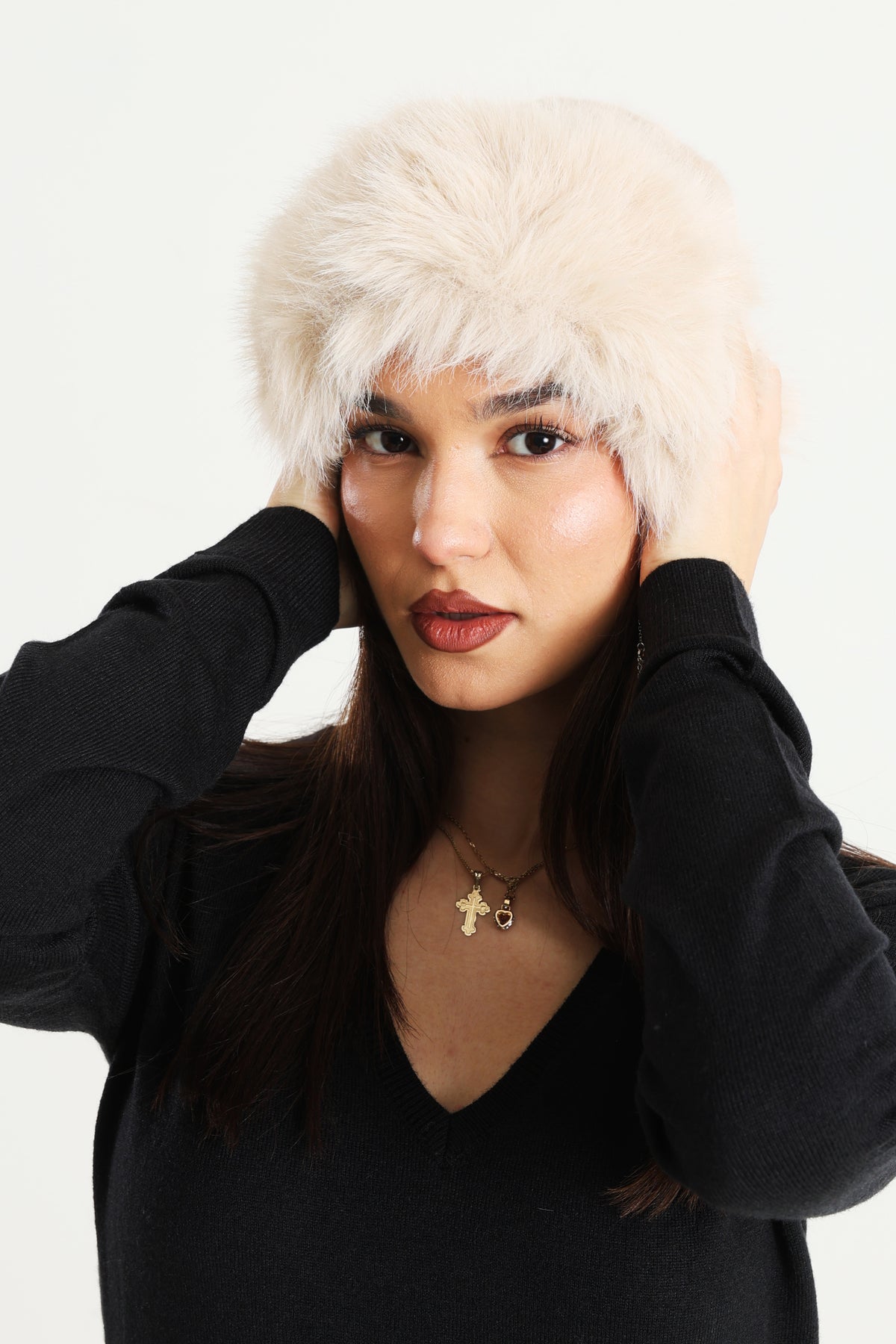 Cappello in pelliccia sintetica - Beige