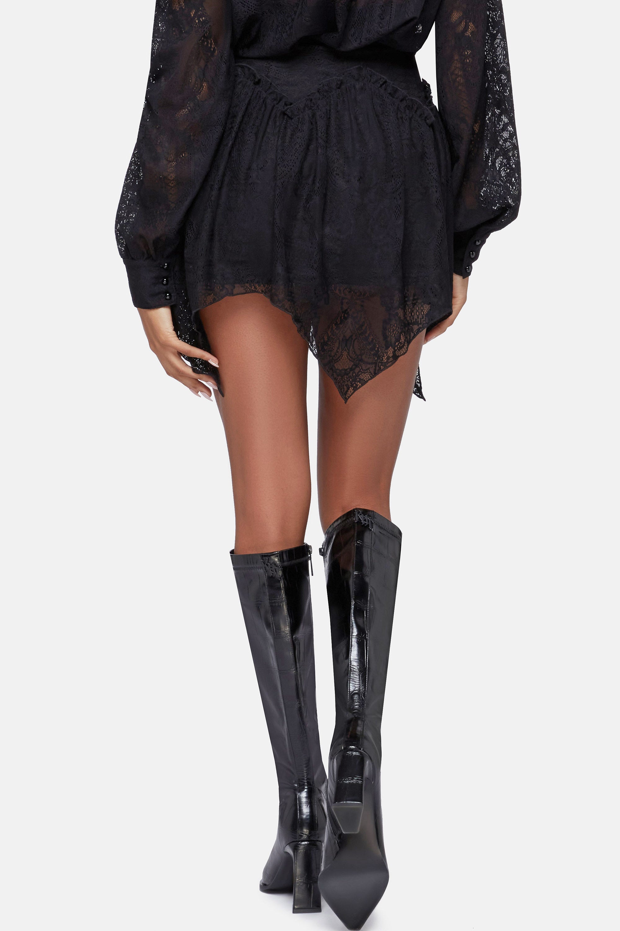 Wicked Waltz mini jupe en dentelle - Black