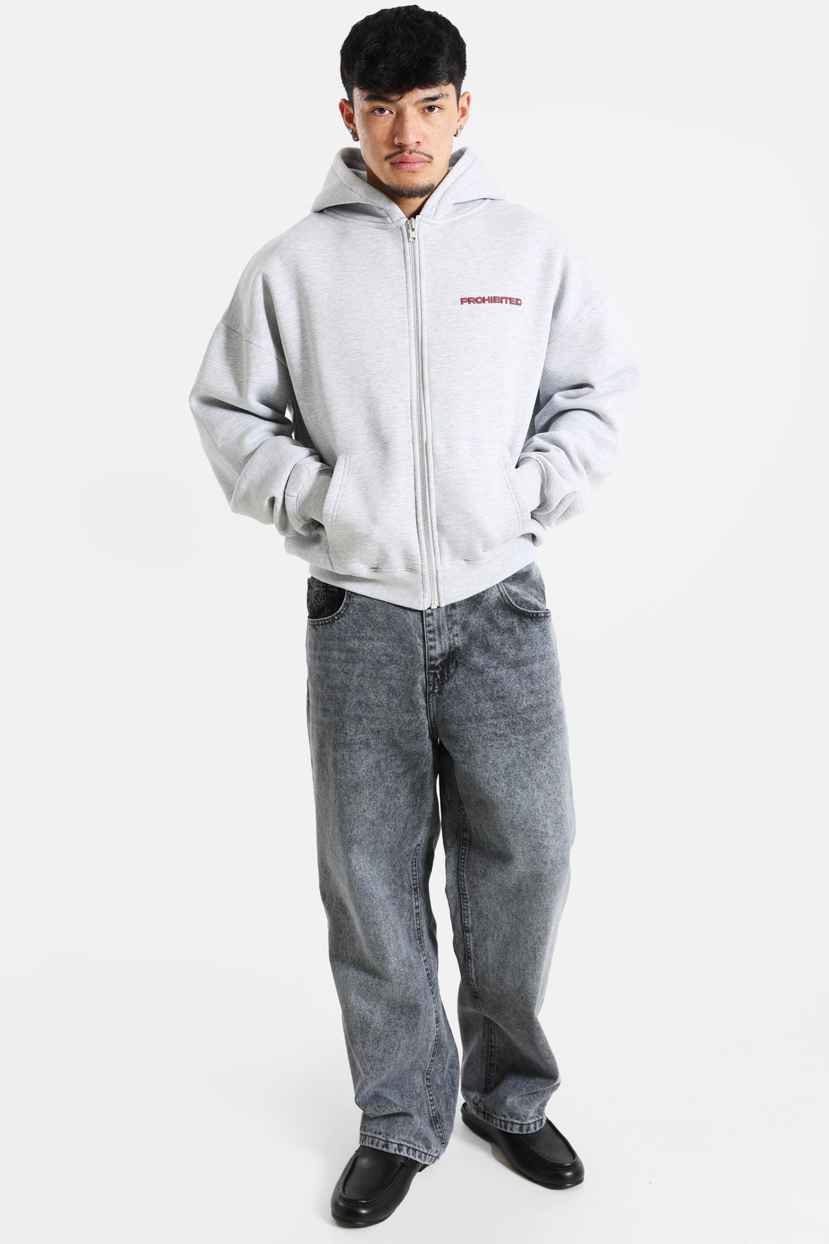 10119 Kapuzensweatjacke - Grey Melange