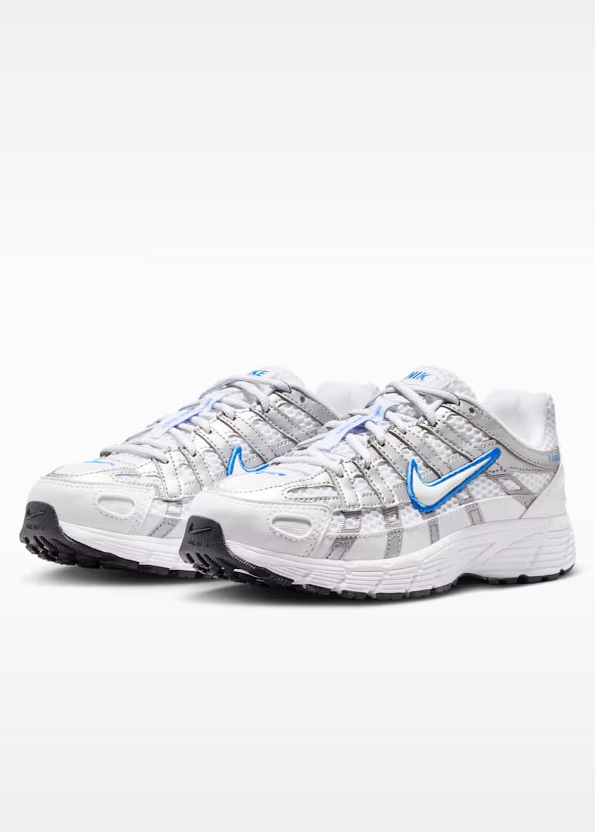 P-6000 BR sneakers - White + Blue Crystal + Metallic Silver