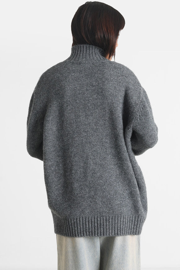 Oversize Strickpullover - Dunkel Grau meliert