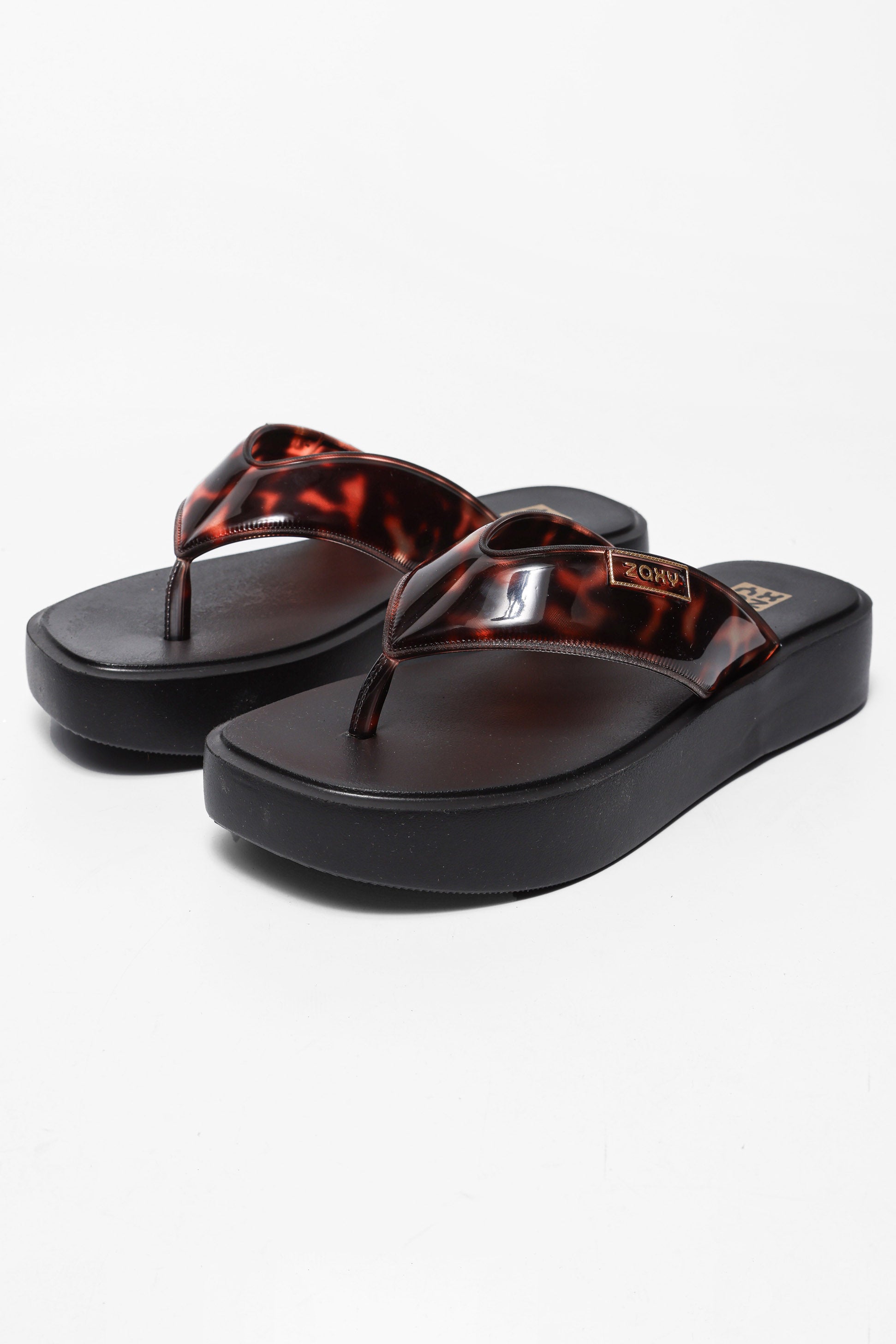Plateau Flip Flops - Black + Tortoiseshell
